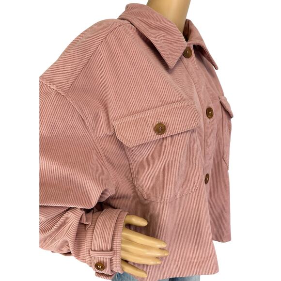 Avec Les Filles x Anthropologie Corduroy Shacket Rose Pink Relaxed Size XL - Picture 10 of 12